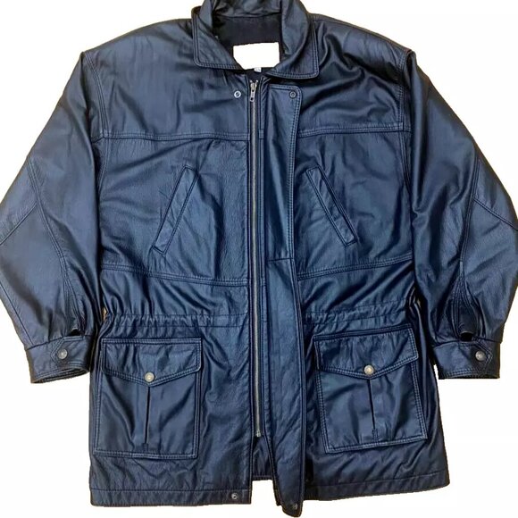 Celsius Black Leather Jacket Mens Medium 100% Leather - Picture 3 of 11